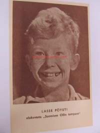 Lasse Pöysti -elokuvapostikortti .  postikortti elokuvasta &quot;Suomisen Ollin tempaus&quot;.
