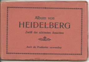 Album von Heidelberg     - paikkakuntakortti, kulkematon 12 kpl postikortti albumi