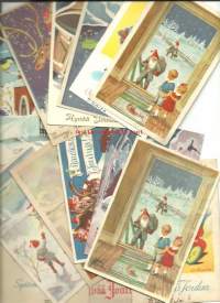 Joulu- yms kortteja kulkeneita mm Jenny Nyström  14 kpl  -  postikortti