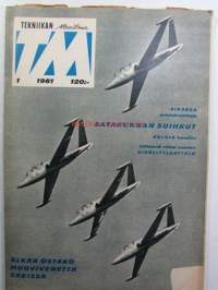 Tekniikan Maailma 1961 nr 1 -mm. porakoneet ja lisäosat kuvat tiedot, koeajossa Ford Taunus 17 M, Ääni mittaa mäkihypyt, Aikansa Aristokaatteja ( Bentley, Alfa