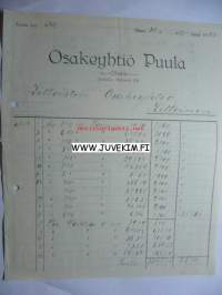 Osakeyhtiö Puula Otava 30.8.1922 -asiakirja