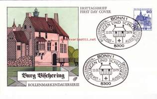 FDC Saksa Burgen Und Schlösser - Burg Wischering, 11.01.1979. 25 Pf.  Linnat ja linnoitukset -sarjaa.