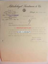 Aktiebolaget Sandman &amp; Co Helsingfors/Helsinki 11.6.1927