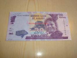 2015 Malawi 20 Kwacha käyttämätön ja aito seteli UNC