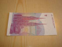 1991 Kroatia 5 Dinar käyttämätön ja aito seteli UNC