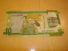 Gambia 10 Dalasis käyttämätön ja aito seteli UNC