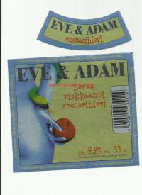 Eve &amp; Adam Eevaa viekkaampi päärynäsiideri - viinaetiketti  siiderietiketti