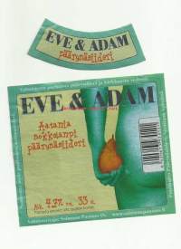 Eve &amp; Adam Aatamia viekkaampi päärynäsiideri - viinaetiketti  siiderietiketti