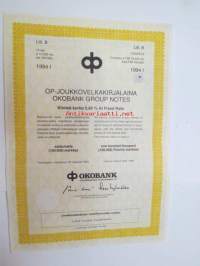 OP-Joukkovelkakirjalaina - Okobank Group notes - Kiinteä korko 5,85 At fixed rate Litt. B 1994 I 100.000 mk -bond