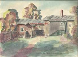 Aarne Lamminen, &quot;Turun Käsityöläismuseosta&quot; vesivärimaalaus ,   24x30 cm  kehystämätön / Aarne Oskar Lamminen ( 1899 Turku – 1962) oli suomalainen