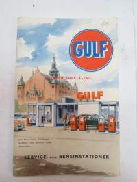 Gulf Sverige service- och bensinstationer 1957 katalog -luettelo Gulf-huoltoasemista Ruotsissa / listing of Gulf-stations in Sweden