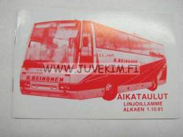R. Reinonen 1.10.1991 -linja-auto aikatalulu