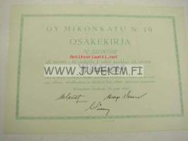 Oy Mikonkatu 19 (Oy Nikolajeff Ab), Helsinki 1950, 1 000 mk -osakekirja