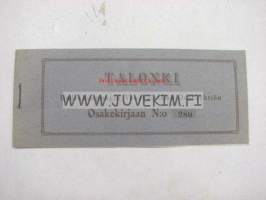 Talonki Uudenkaupungin Veneveistämö Osakeyhtiön Osakekirjaan nr 280