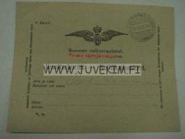 Suomen Valtionrautatiet 19.9.1916 -ilmoituskortti