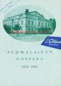 Käsiohjelma - Suomalainen Ooppera 1954-55: Arthur Honeggerin 1-näyt. näyttämöllinen oratorio Jeanne d&#039;Arc roviolla ja Sergei Prokofjevin 4-osainen abstraktinen