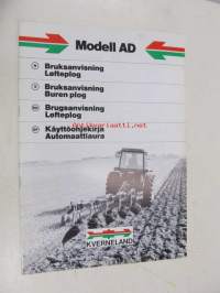 Kverneland Modell AD automaattiaura -käyttöohjekirja -buren plog bruksanvisning
