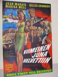 Viimeinen juna helvettiin - Sista tåget till helvetet -elokuvajuliste, Jean Marais, Marisa Mell, Gilles Grangier