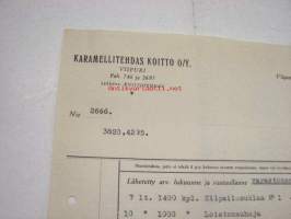 Karamellitehdas Koitto Oy, Viipuri / Niilo Tunturi, Turku, 8.7.1930 -asiakirja