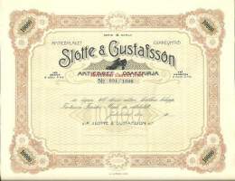 Slotte &amp; Gustafsson Oy, Jakobstad 19xx,sarja A blanco osakekirja 1919
