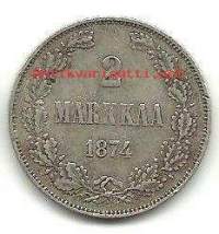 2 markkaa  1874  hopeaa