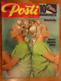 Koti-Posti 1967 / 22 . artikkelit/kuvia.Ismo Kallio.Koreat Koivistolaiset.10 avaruusvuotta.Hannele Koivisto,Jämsä.Presidentin hoviherroja,Iitukka