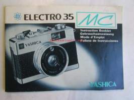 Yashica Electro 35 MC - instruction booklet, Gebrauchsanweisung, mode d´emploi, folleto de instrucciones   -käyttöohjekirja Englanti, Saksa, Ranska, Espanja.