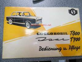 Goggomobil Isar T600, T700 Bedienung u. Pflege -alkuperäinen auton mukana toimitettu saksankielinen käyttöohjekirja