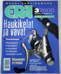 Erä 2000 no 3 haukikelat ja vavat, testeissä pilkkihaalarit, potkukelkat, liukuesteet, jääkiipeilyraudat, 32 sivua aseasiaa