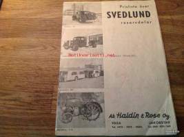 Svedlund hiililaitteiden varaosien hinnasto  v.1943 - ruotsinkielinen